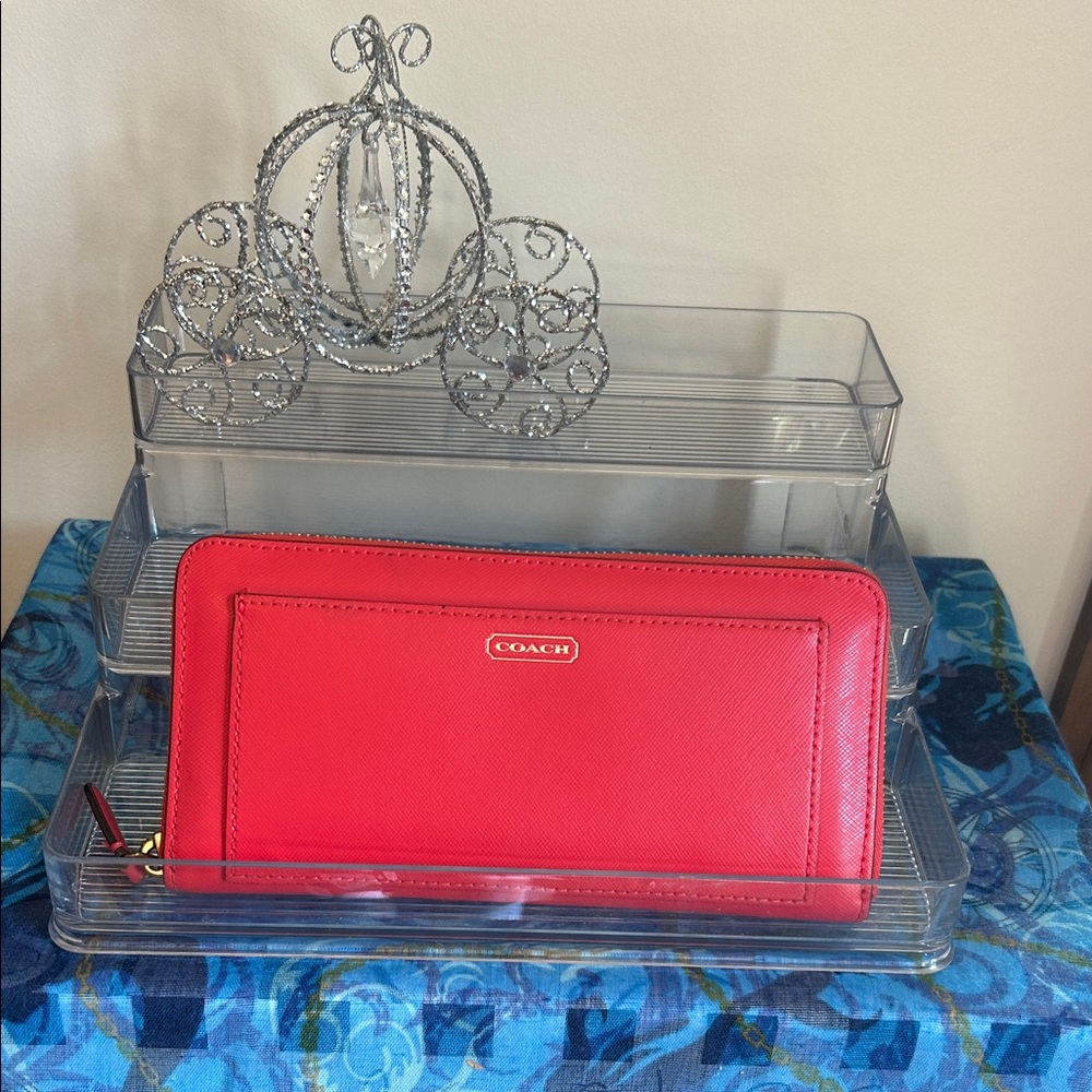 Coach Vibrant Red Zip-Around Wallet